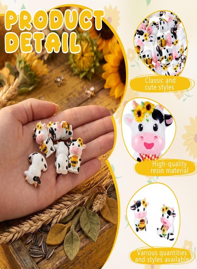 Vicenpal 50 Pcs Sunflower Cow Mini Resin Figures, Cute Cow Statues Decorations for Home, Desk, Micro Landscape, Moss Ornaments, Cake Toppers, Summer Party Favors, DIY Grafts Gift - Image 2