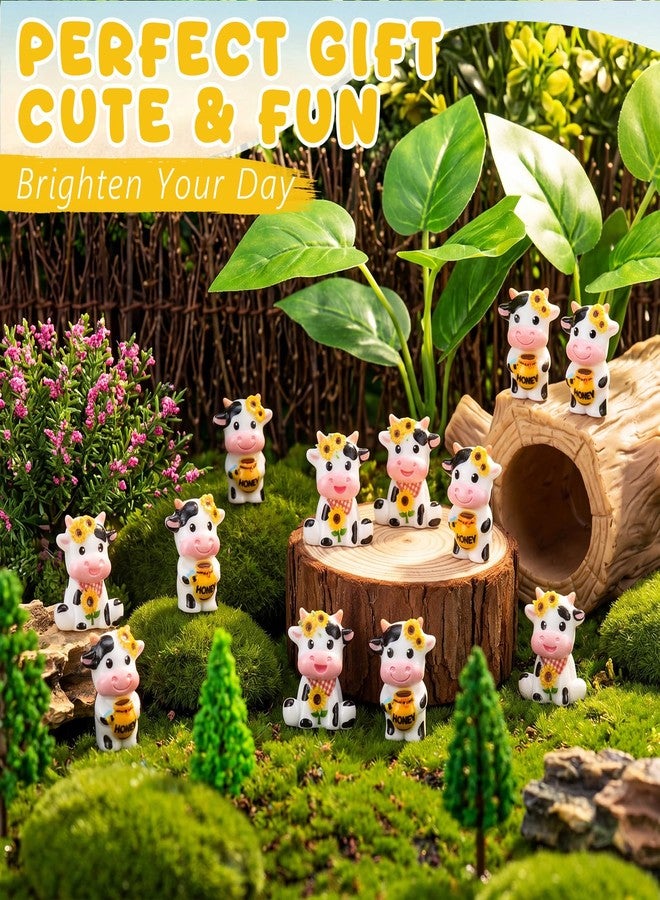 Vicenpal 50 Pcs Sunflower Cow Mini Resin Figures, Cute Cow Statues Decorations for Home, Desk, Micro Landscape, Moss Ornaments, Cake Toppers, Summer Party Favors, DIY Grafts Gift - Image 5