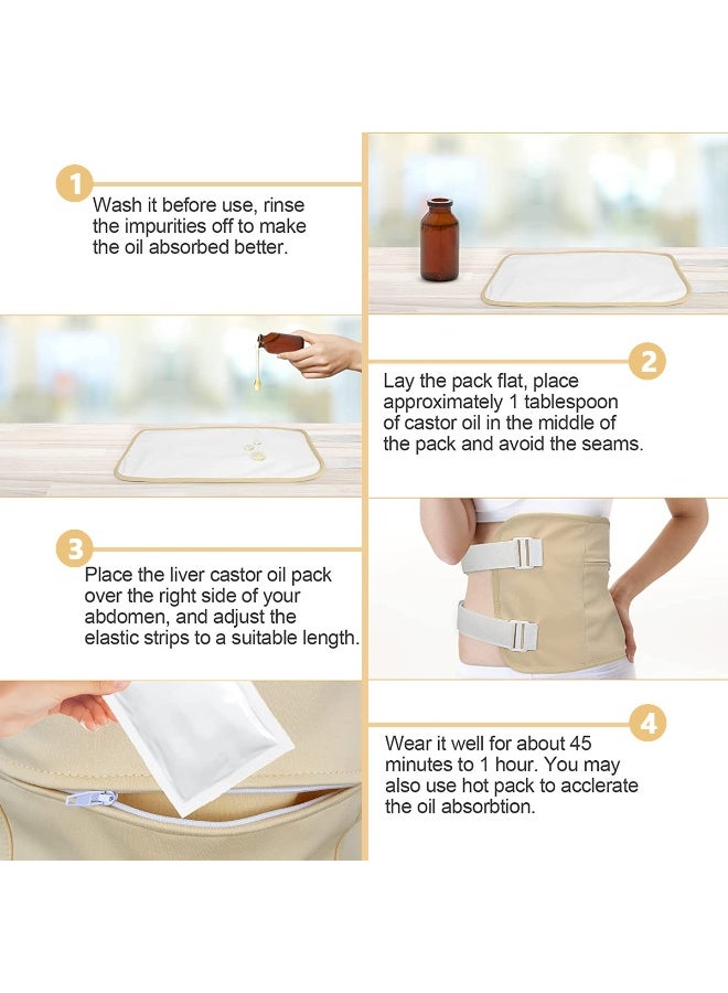 HANNEA® Castor Oil Pack Wrap, Reusable Adjustable Organic Castor Oil Pack Kit, Castor Oil Pack Wrap Castor Oil Packs, Breast, Neck and Waist Castor Oil Cloth Wrap for Detox, Moisture Skin - Image 4