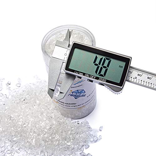 TWINKLING High Luster Fire Glass Gravel Stone Glitter,Broken Glass,Fire Gems Chips,Crushed Glass for Fire Pit Crafts Resin Art Aquarium Garden Decoration,3-6mm,1-Pound Jar (Crystal/Transparent) - Image 4