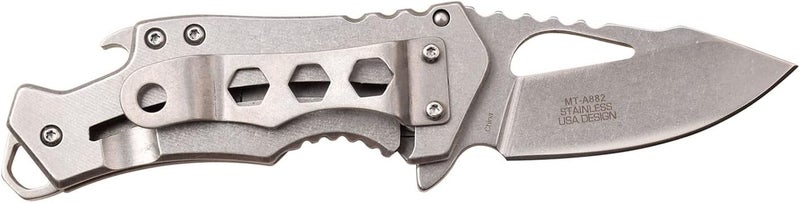 MTECH USA – Pocket Folding Knife – Fine Edge Steel Blade, Aluminum/Nylon Fiber Handle, Bottle Opener and Pocket Clip, Tactical, EDC, Self Defense- MT-A882 - Image 3