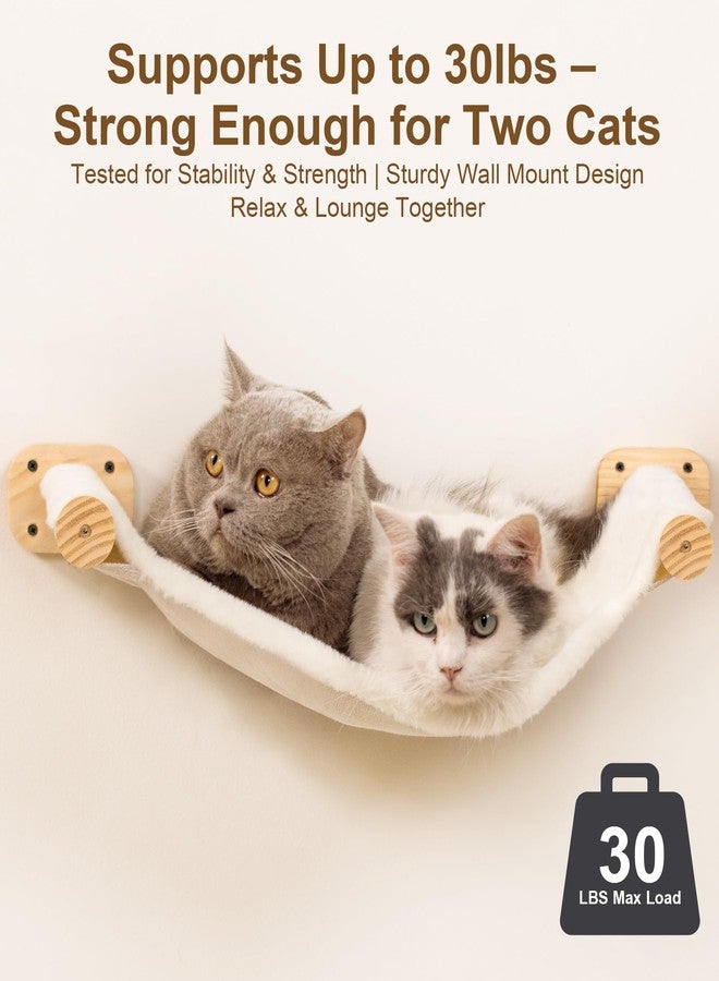 PELUOMOZ Cat Wall Hammock, Dual-Sided Cat Wall Bed with Canvas & Plush Fabric for All Seasons, Wall Mounted Shelf for Large Cats, Modern Perches for Lounging & Napping - Image 5