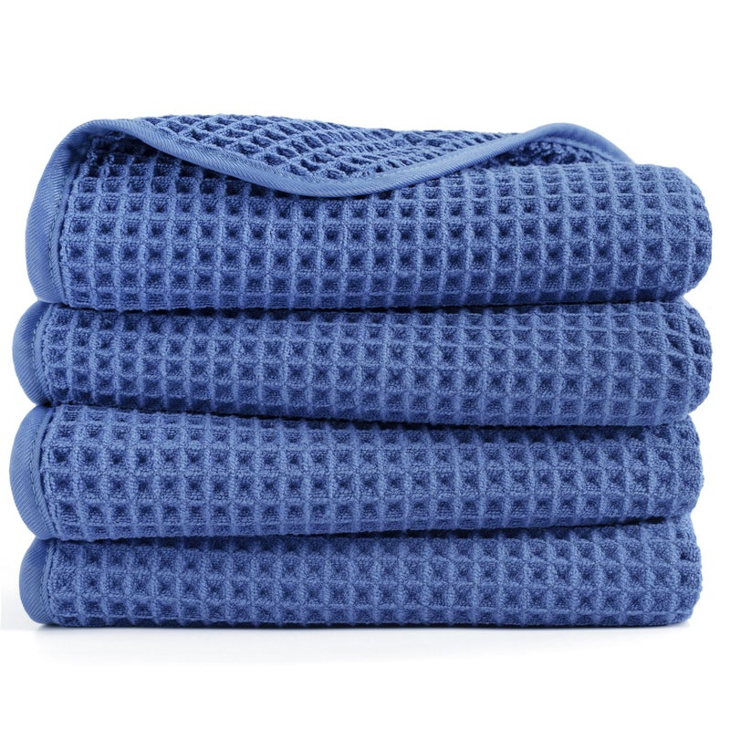 POLYTE 430 GSM Microfiber Lint Free Hand Towel, 16 x 30 in, 4 Pack (Waffle Weave) - Image 1
