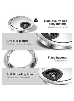 Generic Metal Desk Cable Grommet 60mm - 2 Pack, Table Hole Cover for Computer Cables, Wire Organizer for Office Desks, Brushed Chrome Finish  - Image 5