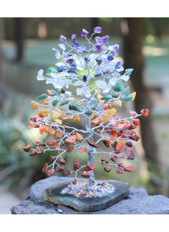 Crocon 7 Chakra Tree Of Life Geode Agate Slice Base Crystal Tree For Positive Energy Feng Shui Decor Gemstone Tree Good Luck Money Bonsai Healing Stones Seven Chakra Tree Spiritual Mystical Gift  - Image 3