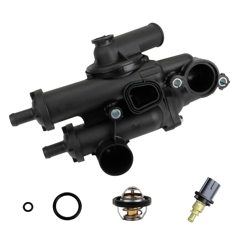 Engine Coolant Thermostat Housing Assembly Compatible with Chrysler 200 Sebring Dodge Avenger Caliber Journey Jeep Compass Patriot 24L L4 20072020 Replace 04884568AE 04884569AC 04884568AD 4884571AB