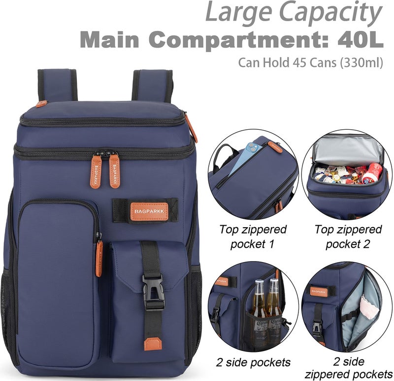 BAGPARKK Insulated Cooler Backpack,45 Cans Multifunctional Double Deck Leakproof Cooler Bag with Sternum Strap,Large Capacity Lightweight Travel Camping Beach Backpack Cooler Ice Chest for Men Women - Image 4