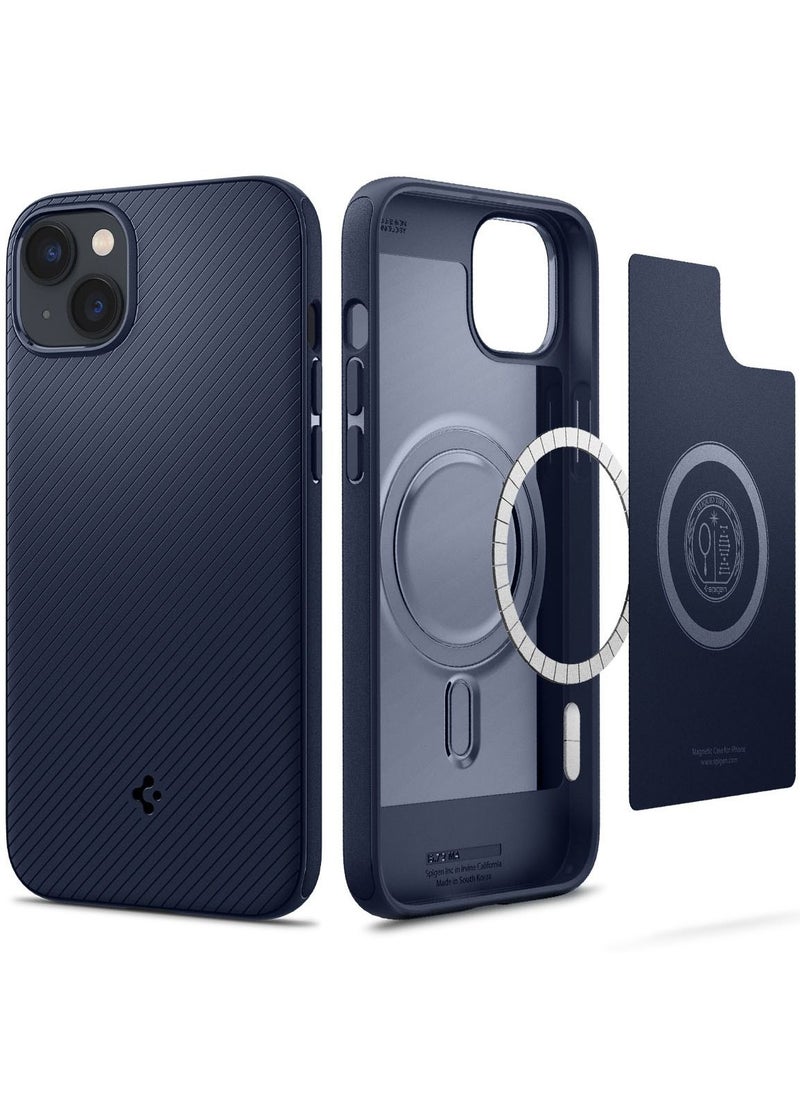 Spigen Mag Armor MagFit iPhone 14 Plus Case Cover with Magsafe - Navy Blue  - Image 1