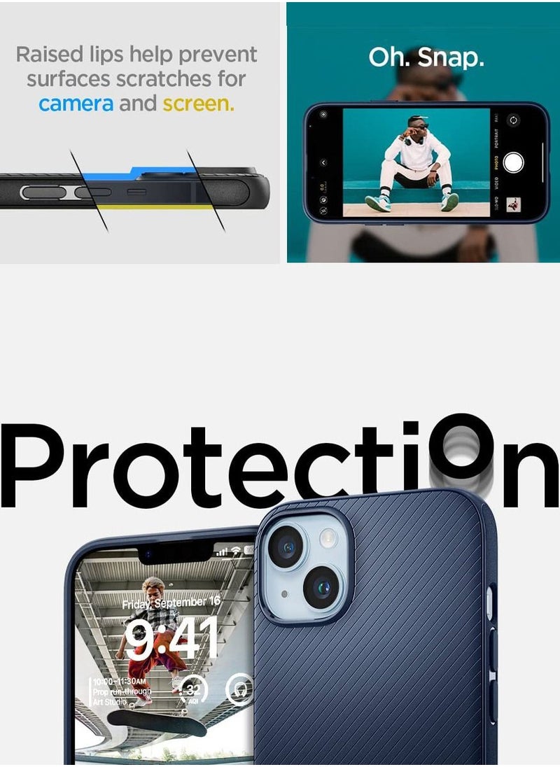 Spigen Mag Armor MagFit iPhone 14 Plus Case Cover with Magsafe - Navy Blue  - Image 5