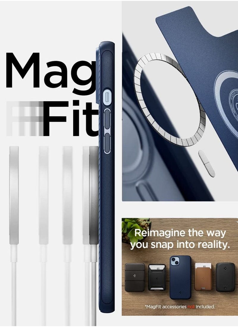 Spigen Mag Armor MagFit iPhone 14 Plus Case Cover with Magsafe - Navy Blue  - Image 3