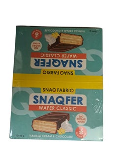 Snaq Fabriq Snaqfer Wafer with Vanilla Cream and Chocolate Flavor, Gluten Free and No Sugar Added 12x45g  - Image 1