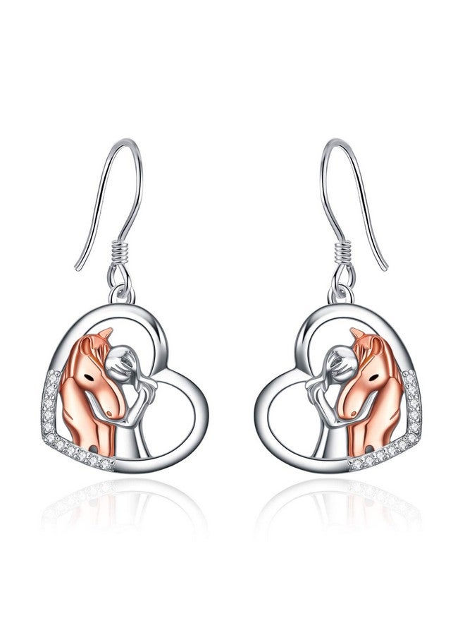 YFN Rose Gold Horse Earrings Sterling Silver Animal Stud Earrings Women Embrace Horse Gift For Women - Image 1