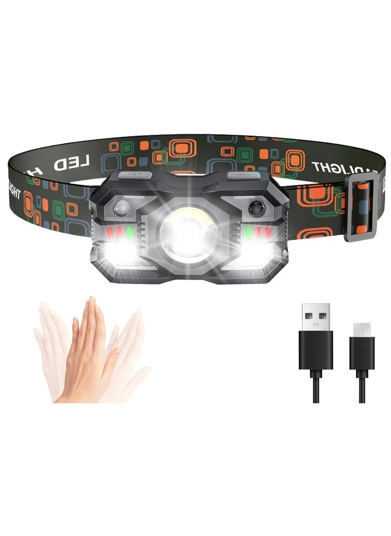 LumsAura Headlamp Rechargeable,1200 Lumen Ultra Bright LED Head Lamp Flashlight with White Red Light,Motion Sensor Waterproof Headlight, 5 Modes Lights for Outdoor Camping Fishing  - Image 1