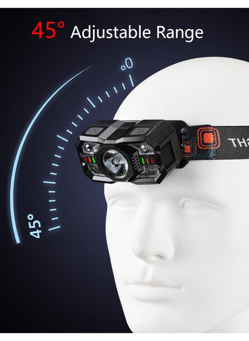 LumsAura Headlamp Rechargeable,1200 Lumen Ultra Bright LED Head Lamp Flashlight with White Red Light,Motion Sensor Waterproof Headlight, 5 Modes Lights for Outdoor Camping Fishing  - Image 3