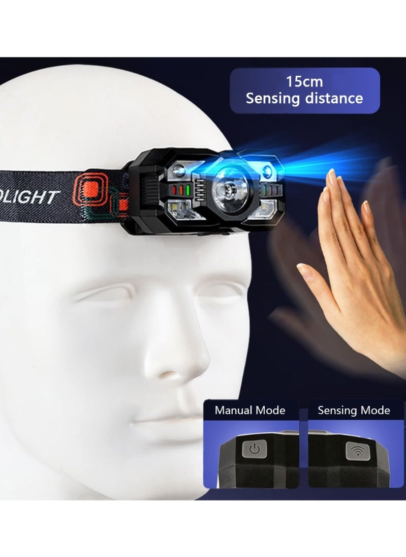 LumsAura Headlamp Rechargeable,1200 Lumen Ultra Bright LED Head Lamp Flashlight with White Red Light,Motion Sensor Waterproof Headlight, 5 Modes Lights for Outdoor Camping Fishing  - Image 5