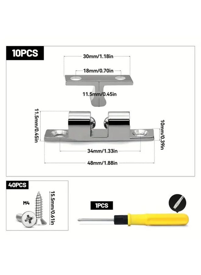 51 Pcs Adjustable Double Ball Clasp Set Silver 48mm For Cabinet Wardrobe Drawer Lock - Image 4