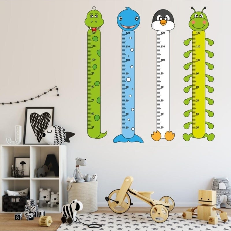 Kt Grup Kt Decoration Penguin-Caterpillar-Whale-Snake 4-Piece Height Measurer Set Wall Sticker