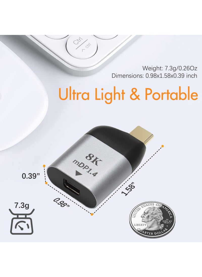 سانموجيد محول USB من النوع C إلى محول Mini DisplayPort، محول USB C إلى محول Mini DP1.4 4K@60Hz ذكر إلى أنثى لأجهزة USB من النوع C  - Image 4