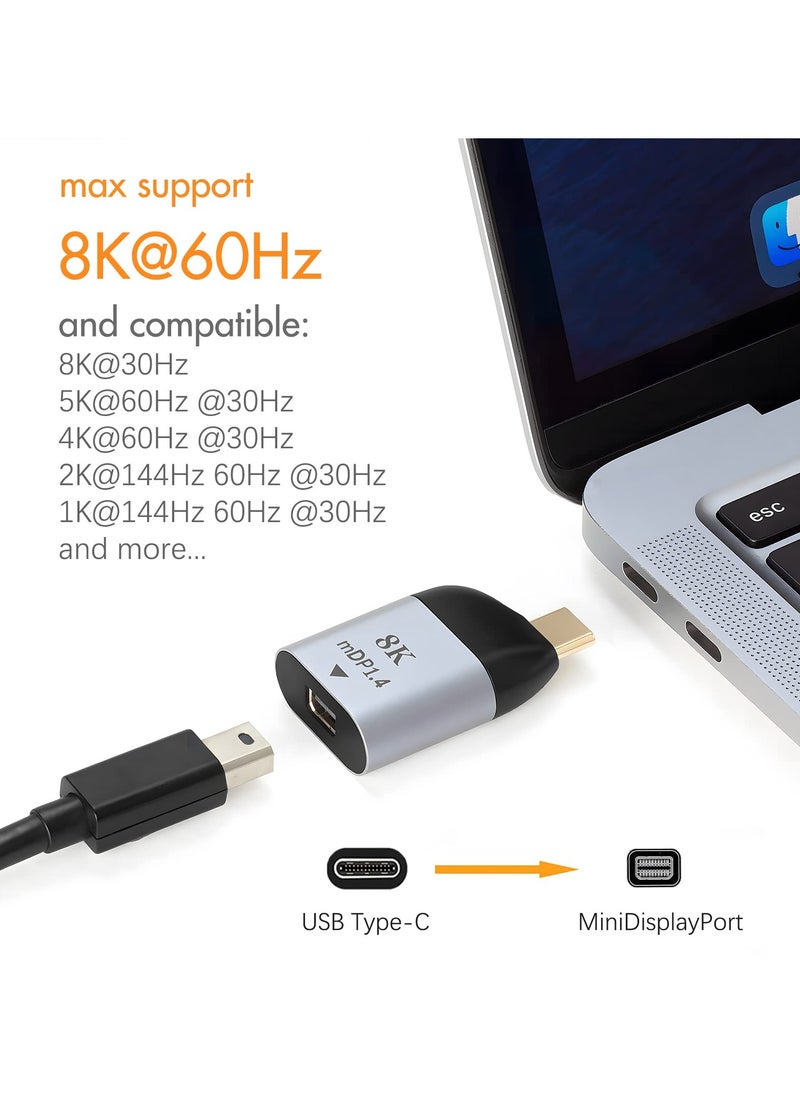سانموجيد محول USB من النوع C إلى محول Mini DisplayPort، محول USB C إلى محول Mini DP1.4 4K@60Hz ذكر إلى أنثى لأجهزة USB من النوع C  - Image 5