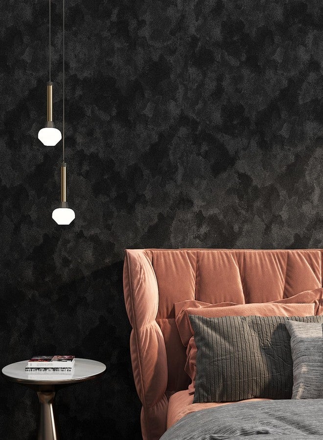 ReWallpaper ورق جدران ReWallpaper أسود غير لامع قابل للتقشير واللصق، ورق جدران مخملي محكم، ورق اتصال أسود للخزائن، 17.5 بوصة × 23 قدمًا، لفة من قماش مخملي ناعم ذاتي اللصق لغرفة المعيشة، جدار مميز، ديكور مكتب - Image 3