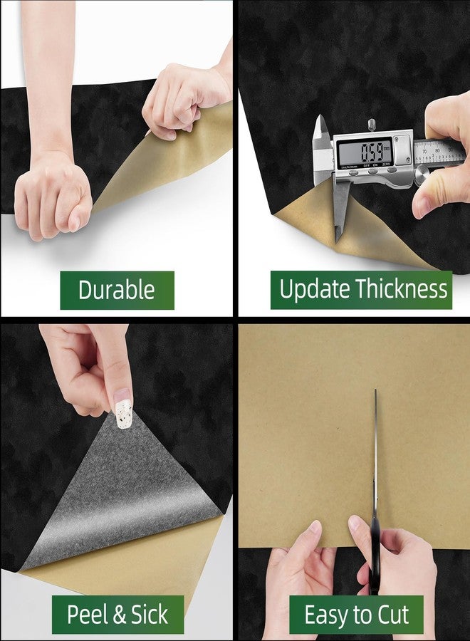 ReWallpaper ورق جدران ReWallpaper أسود غير لامع قابل للتقشير واللصق، ورق جدران مخملي محكم، ورق اتصال أسود للخزائن، 17.5 بوصة × 23 قدمًا، لفة من قماش مخملي ناعم ذاتي اللصق لغرفة المعيشة، جدار مميز، ديكور مكتب - Image 5