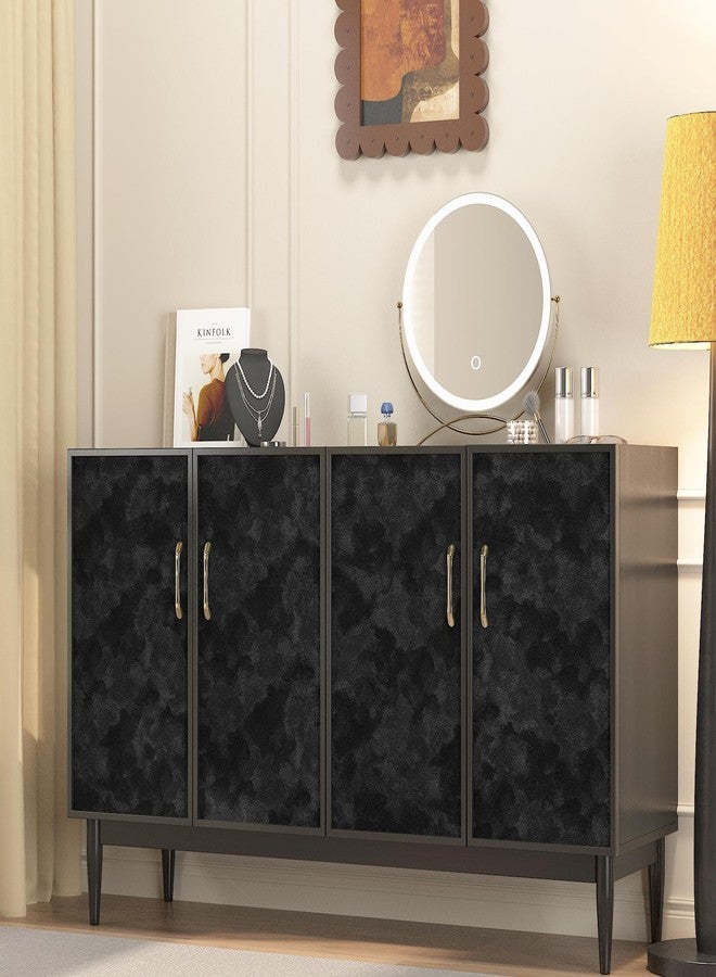 ReWallpaper ورق جدران ReWallpaper أسود غير لامع قابل للتقشير واللصق، ورق جدران مخملي محكم، ورق اتصال أسود للخزائن، 17.5 بوصة × 23 قدمًا، لفة من قماش مخملي ناعم ذاتي اللصق لغرفة المعيشة، جدار مميز، ديكور مكتب - Image 2