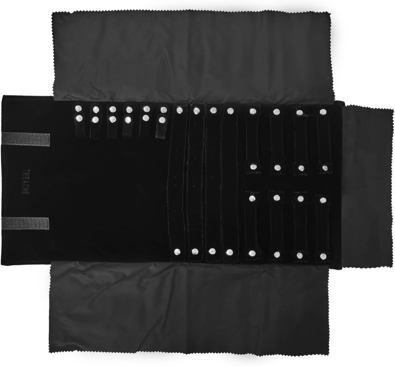 SCIKHEFT Travel Roll Bag Jewelry Display Storage Organizer Multi-function Velvet Pouch (Black) - Image 4