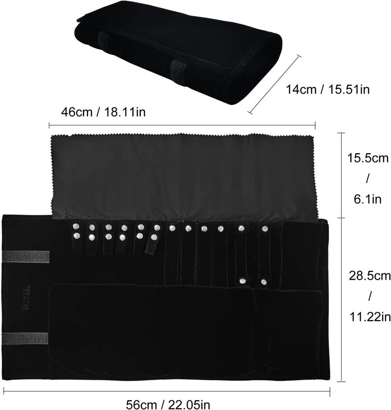 SCIKHEFT Travel Roll Bag Jewelry Display Storage Organizer Multi-function Velvet Pouch (Black) - Image 5