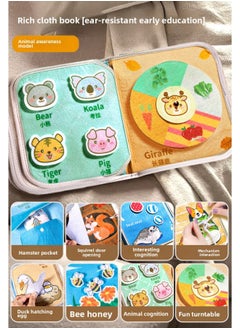 Generic Quiet Tearing Book Baby Can Chew Baby Puzzle Early Education Cloth Book Toy Hand Tearing Book Can Not Tear One-Color:[animal Awareness] Unbreakable Cloth Book (washable/can Be Chewed)  - Image 1