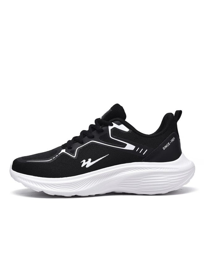 Double Star Eight Special Lightweight Breathable Mesh Running Shoes All-match Men's Shock Absorbing Casual Shoes Outdoor Running Shoes Black And White Size 43 - Image 1