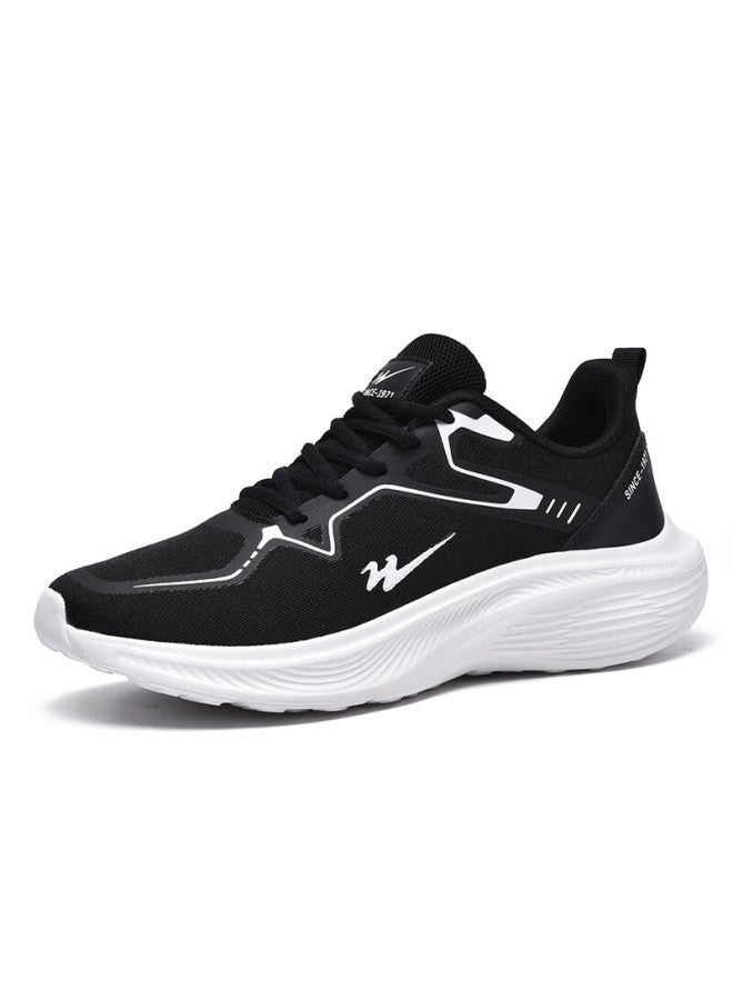 Double Star Eight Special Lightweight Breathable Mesh Running Shoes All-match Men's Shock Absorbing Casual Shoes Outdoor Running Shoes Black And White Size 43 - Image 2