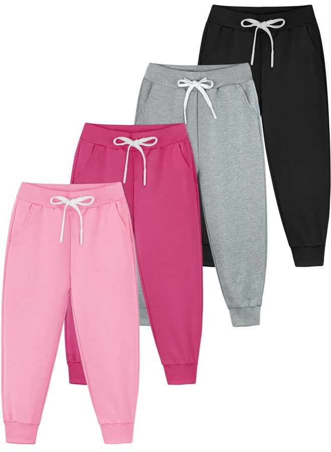 Resinta 4 Pack Girls' and Toddler Sweatpants Kids Active Jogger Pants Casual Athletic Pull On Pants with Drawstring Pockets - Image 1
