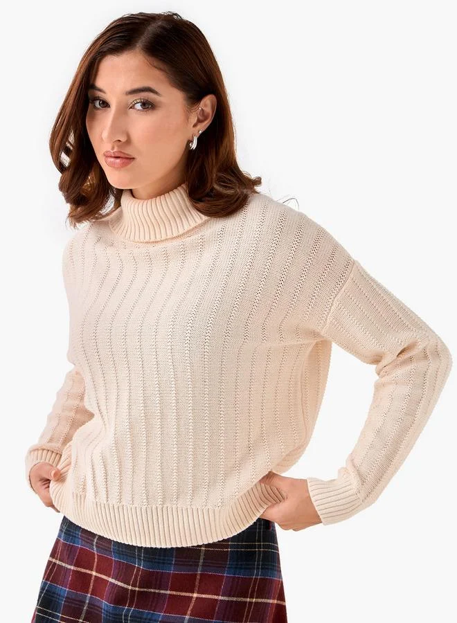 لي كوبر كنزة لي كوبر بقصة عادية وياقة عالية من القطن