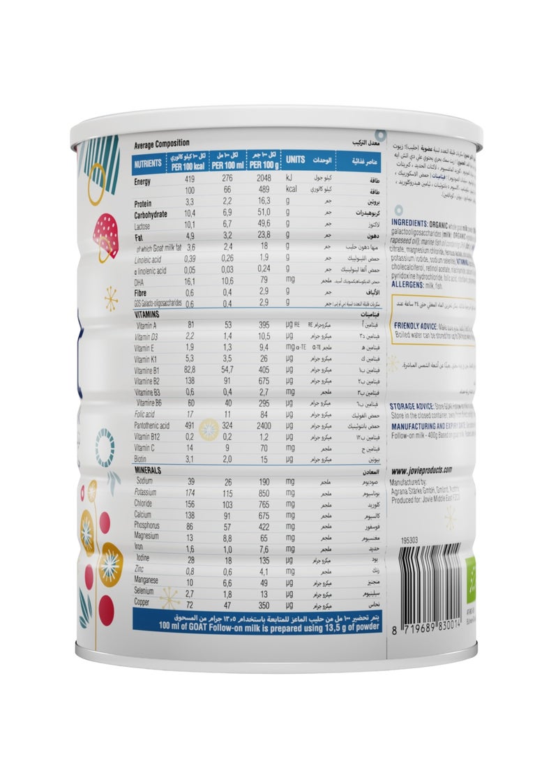 Jovie Organic Goat Follow-On Milk Stage 2 2 x 400g  - Image 3