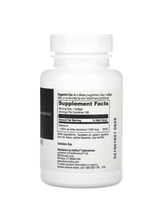 DaVinci Laboratories DaVinci Laboratories, Beta Carotene, 7,500 mcg, 180 Softgels  - Image 2