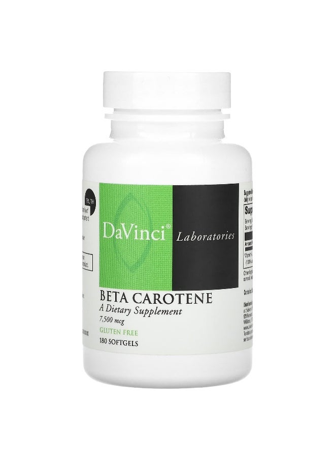 DaVinci Laboratories DaVinci Laboratories, Beta Carotene, 7,500 mcg, 180 Softgels  - Image 1