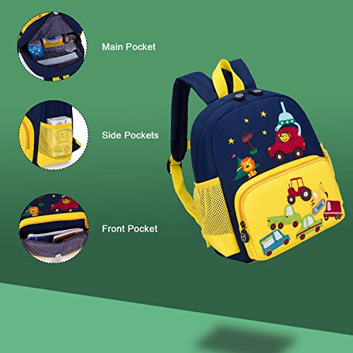 Willikiva Cute Zoo Little 3D Backpack Kids Backpack for Boys and Girls Toddler Backpack Waterproof Preschool Yellow Car One Size - Image 4