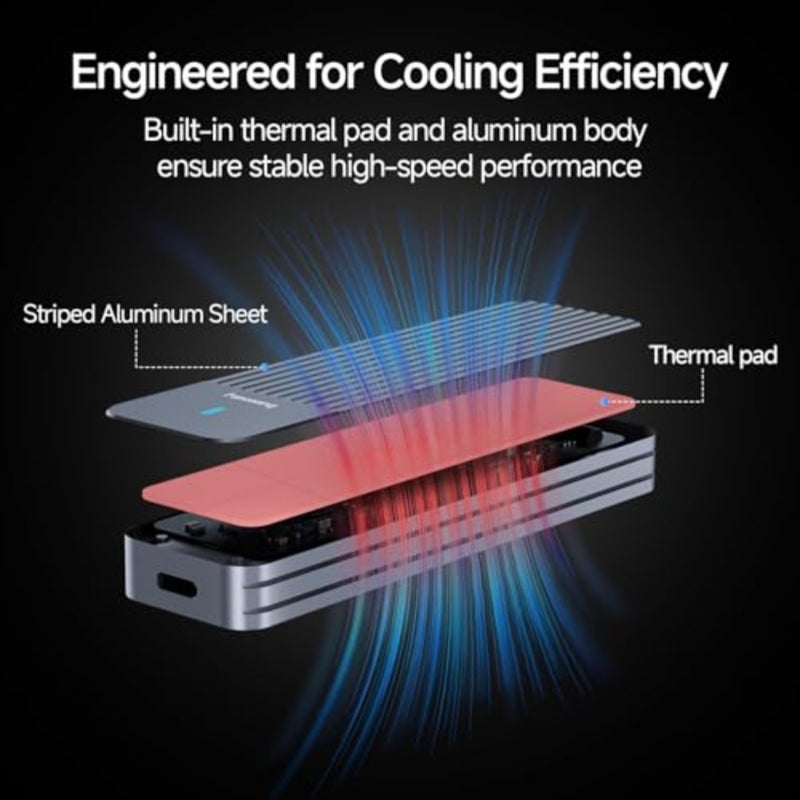 حاوية SSD، USB 3.2 Gen 2 بسرعة 10 جيجابت في الثانية، حاوية M.2 NVME/SATA SSD، محول/قارئ USB، حاوية خارجية لمحرك الأقراص الصلبة، تدعم مفاتيح M وB+M ومحركات أقراص SSD بحجم 2230/2242/2260/2280 - Image 2