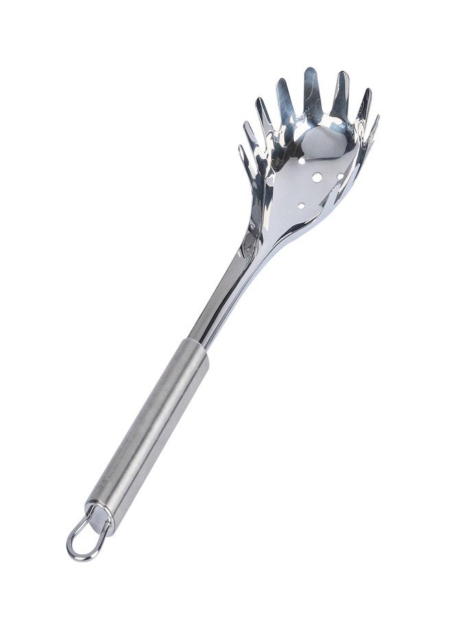 ريستورنت وير شوكة معكرونة من الفولاذ المقاوم للصدأ مقاس 12.5 بوصة من ريستورانت وير - أداة تقديم معكرونة ألمانية قياسية مع وعاء كبير مثقوب، آمنة للغسل في غسالة الأطباق - ملعقة معكرونة مثقوبة للسباغيتي، واللينجويني، والفيتوتشيني - Image 2