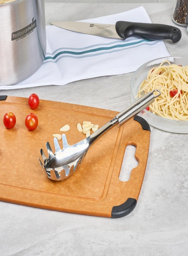 ريستورنت وير شوكة معكرونة من الفولاذ المقاوم للصدأ مقاس 12.5 بوصة من ريستورانت وير - أداة تقديم معكرونة ألمانية قياسية مع وعاء كبير مثقوب، آمنة للغسل في غسالة الأطباق - ملعقة معكرونة مثقوبة للسباغيتي، واللينجويني، والفيتوتشيني - Image 3
