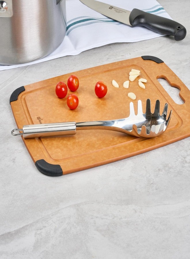 ريستورنت وير شوكة معكرونة من الفولاذ المقاوم للصدأ مقاس 12.5 بوصة من ريستورانت وير - أداة تقديم معكرونة ألمانية قياسية مع وعاء كبير مثقوب، آمنة للغسل في غسالة الأطباق - ملعقة معكرونة مثقوبة للسباغيتي، واللينجويني، والفيتوتشيني - Image 4