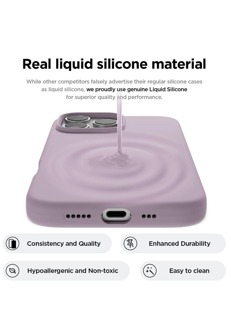 Silicone Case Compatible with iPhone 16 Pro, Slim Liquid Silicone Phone Case with 3-Layer Soft Rubber Shockproof Bumper with TPU Lining (Light Purple) - Image 4