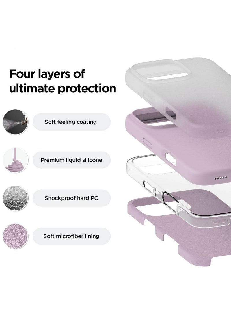 Silicone Case Compatible with iPhone 16 Pro, Slim Liquid Silicone Phone Case with 3-Layer Soft Rubber Shockproof Bumper with TPU Lining (Light Purple) - Image 3