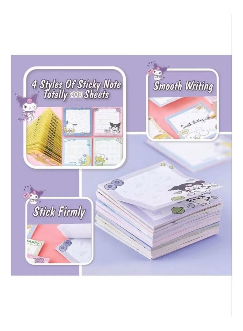 Sanrio Cute Kuromi Anime School Supplies Set, Kawaii Stationery Set for Girls, Purple Rollerball Pens, Pencil Case, Notebook, Sticky Notes - Image 5