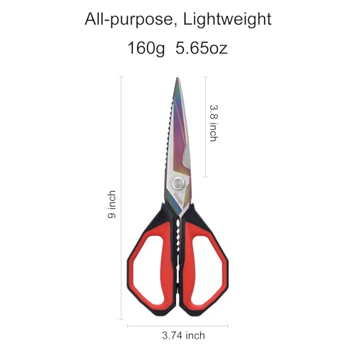 LIVINGO Sharp Kitchen Scissors for Food - Titanium Coated Forged Stainless Steel Heavy Duty Shears All Purpose for Cooking Utility Cutting Poultry Turkey Bone, Meat, Dishwasher Safe, 9 Inches - Image 3