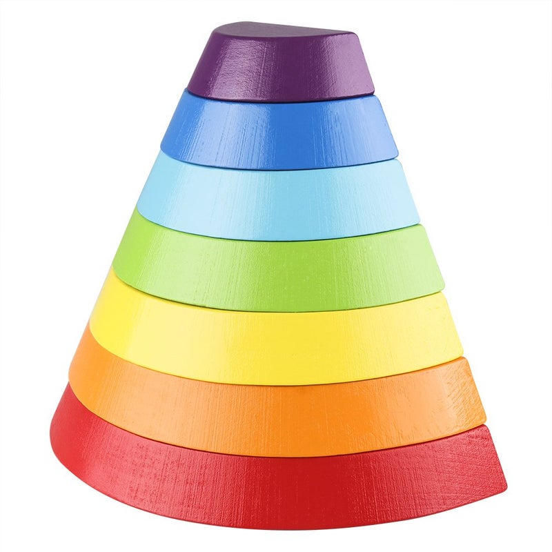 Coogam Wooden Rainbow Stacker Nesting Puzzle Blocks - Tunnel Stacking Game Building Creative Color Shape Matching Jigsaw Learning Toy Set Board Early Development for Kids Boy Girl - Image 3