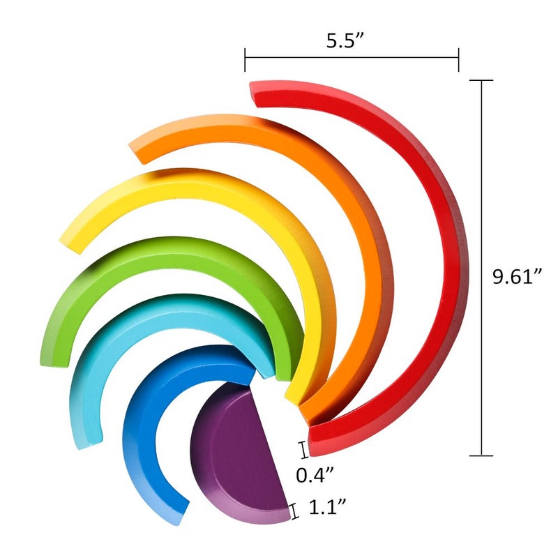 Coogam Wooden Rainbow Stacker Nesting Puzzle Blocks - Tunnel Stacking Game Building Creative Color Shape Matching Jigsaw Learning Toy Set Board Early Development for Kids Boy Girl - Image 2