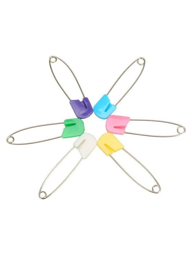 Wresty Assorted Color 100 Packs 2.2" Baby Infant Child Kids Nappy Cloth Diaper Safety Pins Plastic Head Locking Cloth Safety Pins Clip Holder - Image 3