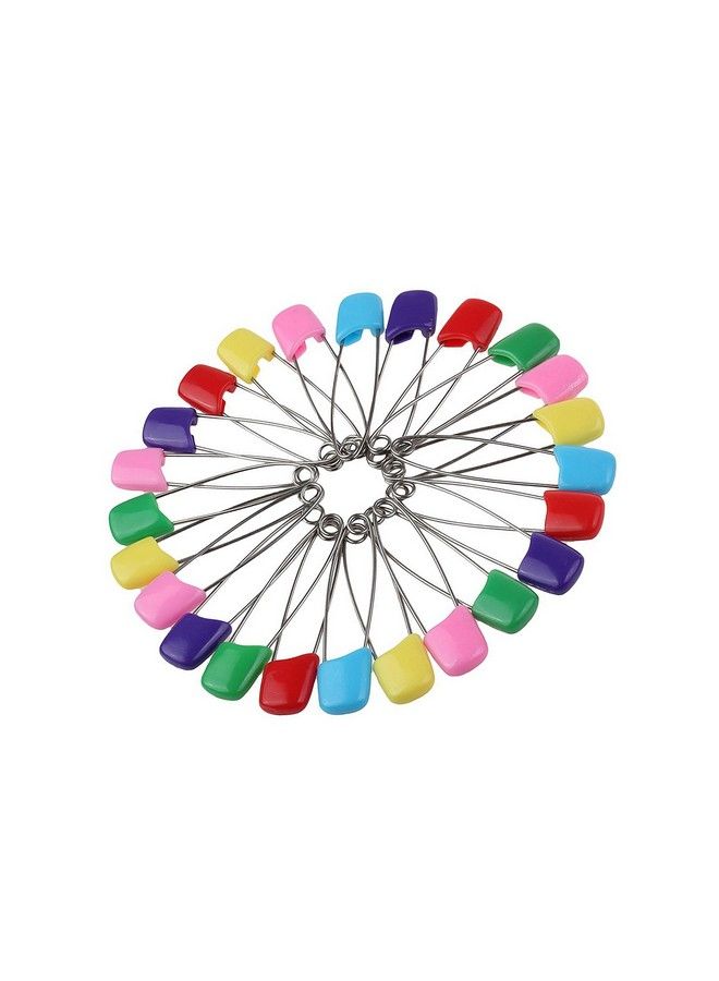 Wresty Assorted Color 100 Packs 2.2" Baby Infant Child Kids Nappy Cloth Diaper Safety Pins Plastic Head Locking Cloth Safety Pins Clip Holder - Image 2
