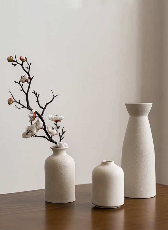 HOOPZOZA 3PCS Ceramic Vases Small for Home Decor Flower vases for Decor Modern Home Decor Vases for Decor Pampas Grass Vase Dried Flowers Vases Living Room Beige - Image 2